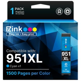 E-Z Ink Compatible Ink Cartridges Replacement for HP 951 XL 951XL Ink Cartridges Cyan to use with OfficeJet Pro 8600 8610 8620 8625 8100 276dw 251dw (1 Cyan)