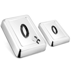 2Pack Melting Dome for Griddle, Leonyo 13" & 9" Rectangular Griddle Basting Cover with Adjustable Vent, Stainless Steel Burger Dome Lid, BBQ Heavy Duty Metal Steam Cover for Flat Top Grill