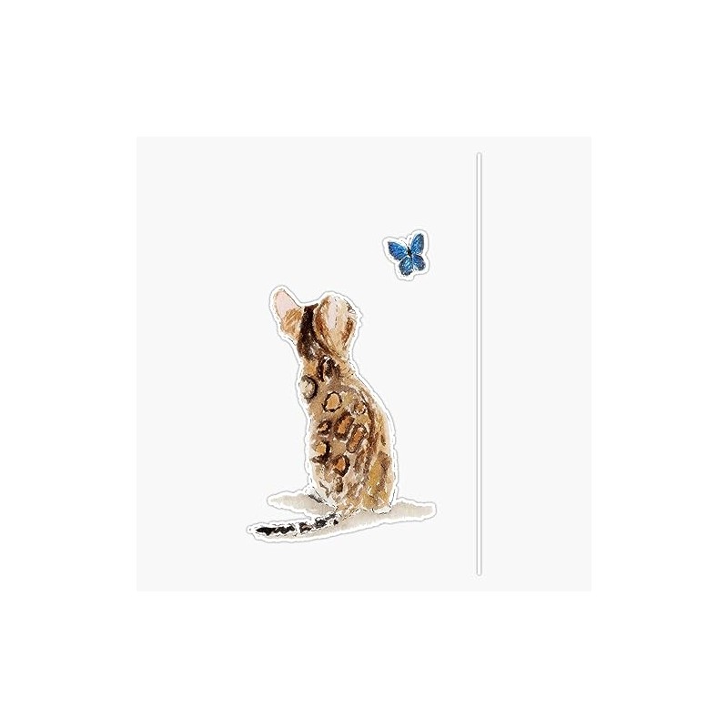 Bengal Cat & Butterfly Bumper Sticker Vinyl Decal 5"
