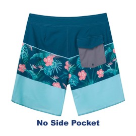 SURF CUZ Mens Board Shorts 4-Way Stretch Swim Shorts Quick Dry Swim Trunks,Peach Blossom - Blue,32