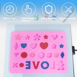 Resin Heating Mat, Quick Dry Resin Curing Machine with Silicone Mat, Resin Dryer Heater Mat with Timer and Cover, Easy to Use, Resin Supplies for Epoxy Resin, Resin Molds, DIY Resin Craft