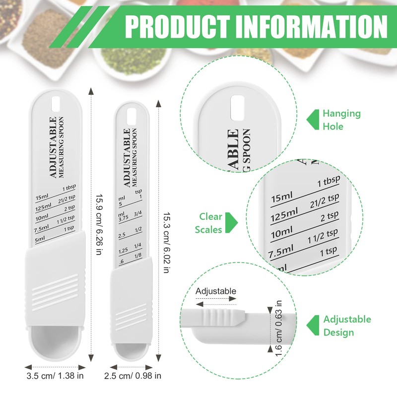 6 Pcs Adjustable Measuring Spoon Plastic Tablespoon and Teaspoon Set
