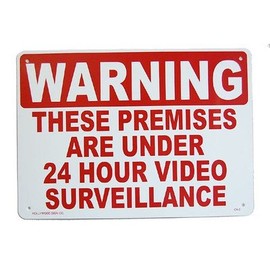 Plastic Sign "Warning/24 Hours Monitoring In" CA – 2 Sign Garage Goods American goods American goods