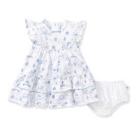 Burt's Bees Baby Baby Girls' Dress, Infant & Toddler, Short Sleeve, 100% Organic Cotton, Santorini