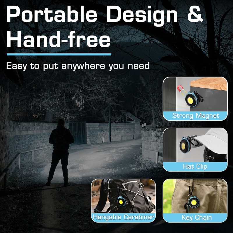 WORKPRO COB Keychain Work Light, Rechargeable Magnetic EDC Keychain Flashlight,