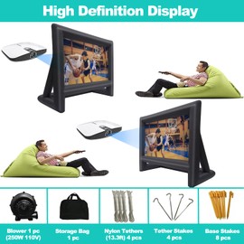GYUEM 21 feet Inflatable Outdoor Projector Movie Screen - Blow Up Screen for TV & Movies with Blower Portable Projection Screen for Home Theater Outdoor Indoor Support Front & Rear Projection