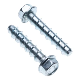 M8 Concrete Masonry Anchor Bolt, Self Tapping Coarse Threaded Screw, Flanged Hex Head, Galvanized Carbon Steel (9.9 mm x 70 mm) Screw-in Fixing for Metal structures to Brick, Stone, Concrete 10 pcs