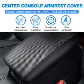Autorder Center Console Cover for 2016-2019 2020 2021 Hyundai Tucson Accessories Carbon Fiber Armrest Cover Waterproof Anti-Scratch Center Console Armrest Protector Pad