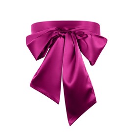 Hot Pink Sash Belt Satin Waist Belts for Women 3.5'' Wide Dress Belt Women for Special Occasion Bow Belt Bridal Wedding Prom Formal Long Silk Sash Tie (Hot Pink)（Deep Purple）