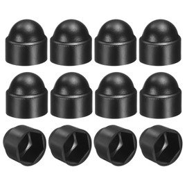 sourcing map 12Pcs Hex Nut Cover, M8x13x15mm Plastic Dome Nut Protection Cap Hex Screws Bolt Covers for Indoor Outdoor Furniture Automotive Bolts Decoration, Black