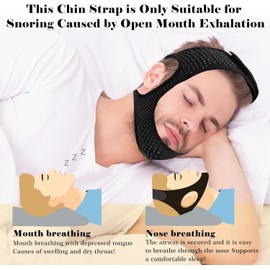 Sleep Apnea Devices - Improve Your Sleep Quality, Comfortable Chin Strap for Sleeping, Simple & Adjustable Design for Men and Women, Snoring Relief, Black M