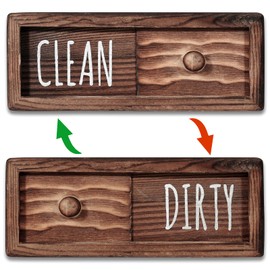 WOJOGO Dishwasher Magnet Clean Dirty Sign – Farmhouse Rustic Wood Clean Dirty Magnet Sign, Works for All Dishwashers, Dishwasher Accessories (Wood)
