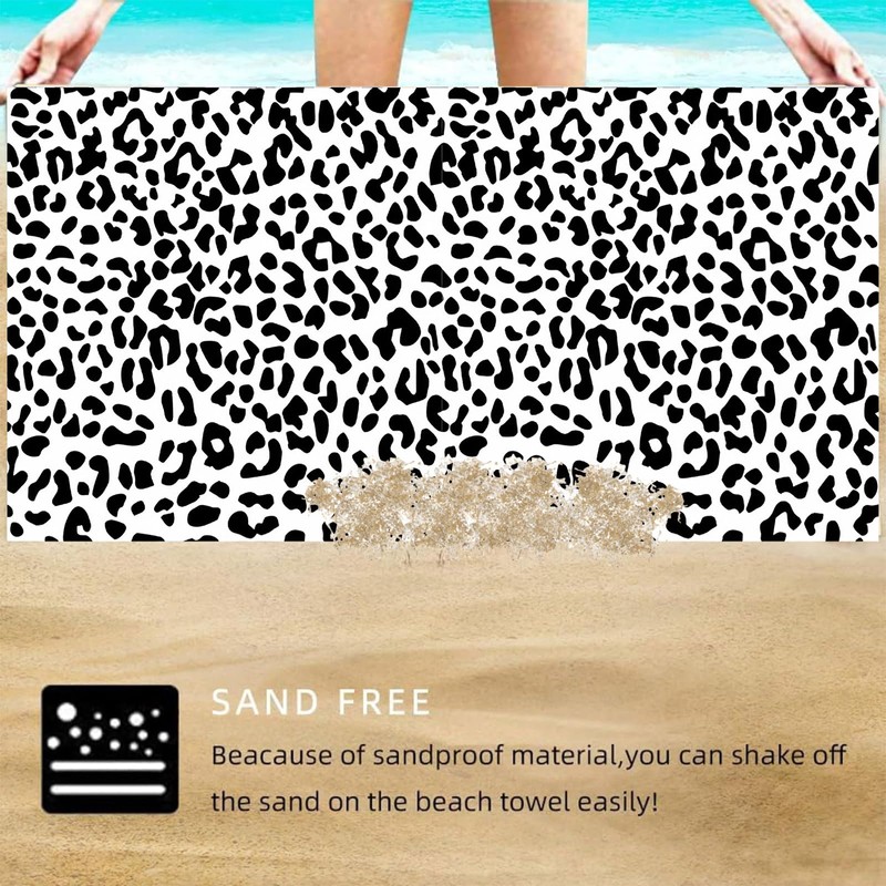 Large Quick Dry Microfibre Beach Bath Towel for Adult,Black White