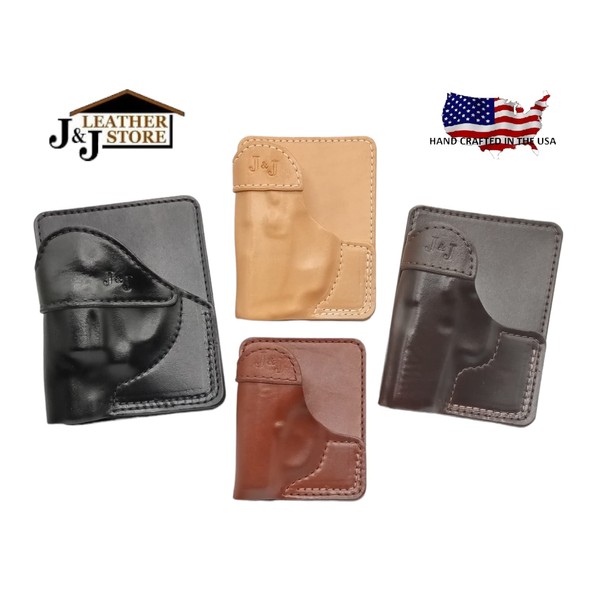 J&J Custom Formed to FIT Your SIG SAUER P365 Formed Wallet Style Premium Leather Back/Cargo Pocket Holster (Brown, Right)