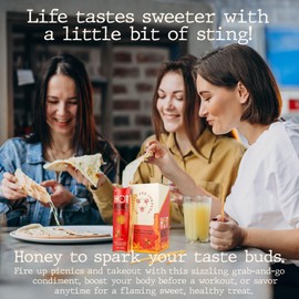 Savannah Bee Company Hot Honey Fire Sticks 100% Pure Honey Infused with Sweet Wildflower Honey and Heat from Scotch Bonnet and Habanero Peppers Pack of 12 sticks