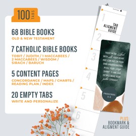 Green & Brown Bible Book Tabs – 100 Gold-Foiled, Soft-Touch, Laminated Bible Tabs for Holy Bible – Durable Tabs for Bible – Protestant & Catholic Bible Tabs Large Print – Bible Tabs for Women & Men