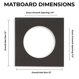 12x12 Mat Bevel Cut for 8x8 Photos - Precut Cardinal Red Circle Shaped Photo Mat Board Opening - Acid Free Matte to Protect Your Pictures - Bevel Cut for Family Photos, Pack of 1 Matboard