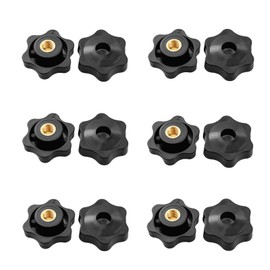 Star Knob Nut Knob Star Knob Bolt Knob Handle Female Through Hole Machine Tool Set of 12 (Through, M5)