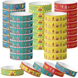 200 PCS Paper Wrist Bands for Circus Event Waterproof Paper Bracelets Wristbands for Circus Carnival Theme Party Adhesive Wristbands