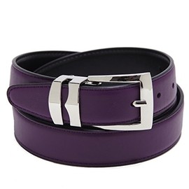 Reversible Belt Bonded Leather Removable Silver-Tone Buckle PURPLE/Black 30