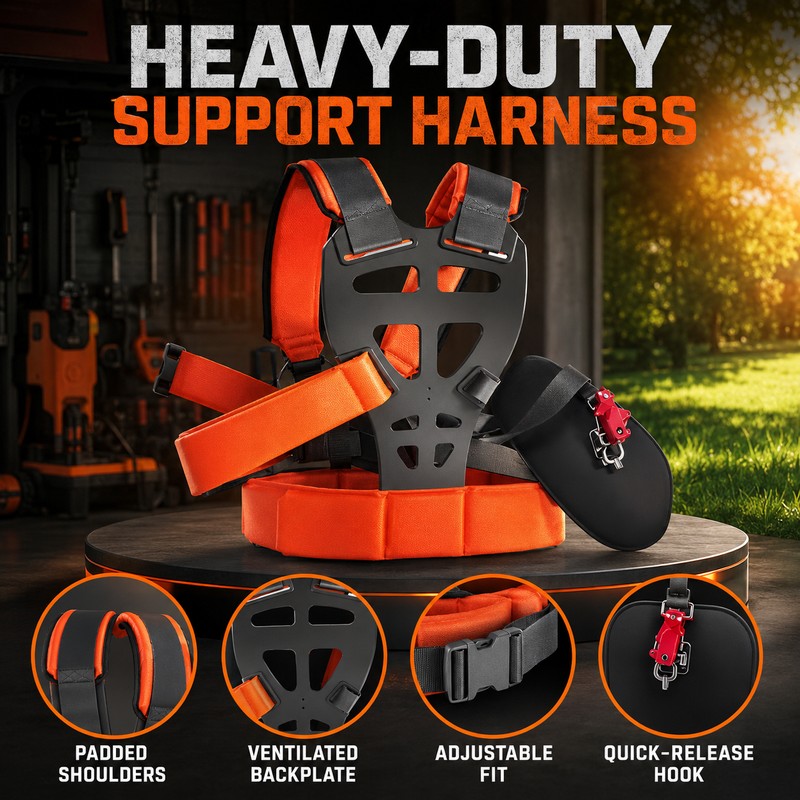 Adjustable Double Shoulder Strap Lawn Mower Harness – Trimmer Shoulder