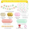 CANREVEL Pink White Green Birthday Decorations, Happy Birthday Banner, Metallic
