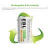 EBL D Cell Size NIMH Rechargeable Batteries 1.2V Battery +