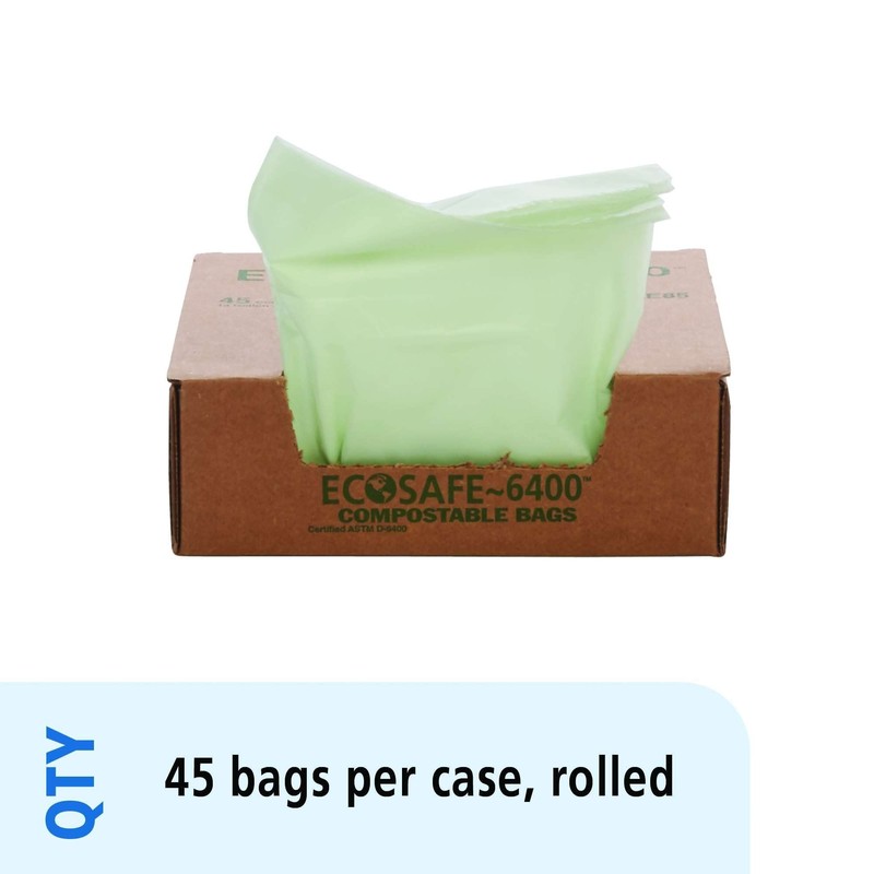 Stout E2430E85 EcoSafe-6400 Compostable Compost Bags 13gal .85mil 24 x