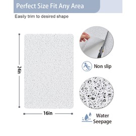 Non Slip Shower Mats for Inside Shower,16x24 Inch,Anti-Slip Bathtub Mats for Bathroom, Foot Scrubber Loofah Bath Mats for Shower, Quick Drying Shower Stall Mats for Wet Areas (White)