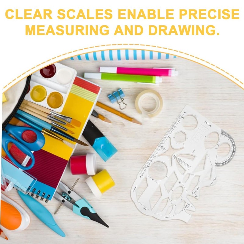 UEAVOID Multifunctional Geometric Ruler, Flexible Plastic Drawing Ruler, Multi-Purpose Drawing