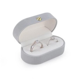 Velvet Double Ring Box,Vintage Velvet Double Ring Box,Velvet Ring Box Wedding Ring Box Double Ring Box Ring Storage Case,Vintage Double Ring Display Holder Velvet Travel Jewelry Box for Wedding,Grey