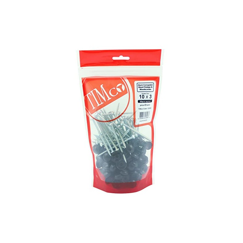 TIMCO Corrugated Sheet Fixings Black - 10 x 3-50pcs