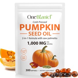 Pumpkin Seed Oil Capsules 1000mg with Saw Palmetto - 300 Softgels for Hair & Urinary Support - 2-in-1 Formula, Rich in Zinc & Omega Fatty Acids - Easy-to-Swallow, Vegan