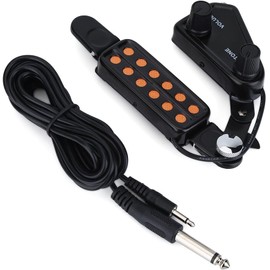 Guitar Magnetic Pickup Transducer, 12 Sound Hole Acoustic Guitar Pickup Transducer, with 9.2in Cable, for Acoustic Guitar