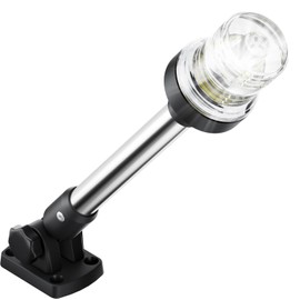 AMBIPASION 12 Inches Anchor Light Stern Light, White Navigation Lights for Boats LED Waterproof IP67, Fold Down Rear Boat Lights for Marine, Pontoon, Jon Boat, Small Boats (12-24V)