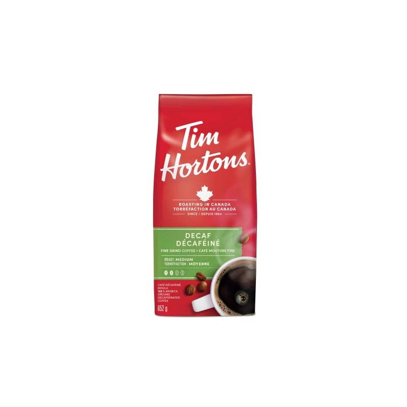 Tim Hortons Decaf, Fine Grind Coffee, Medium Roast, Made with