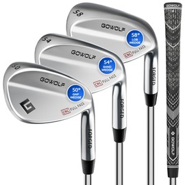Gowolf Golf Wedges 50, 54, 58 Sets Right Hand, Forged Full Face Golf Wedge Set for Men, Premium Golf Gap Wedge Sand Wedge Lob Wedge Golf Club, Great Golf Gifts - CNC Milled Face for More Spin (Chrome)