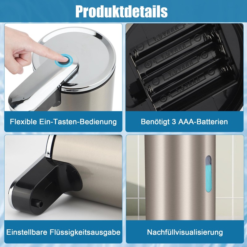 MEKOTRIN Automatic Soap Dispenser Stainless Steel Touchless 330ml Large Capacity