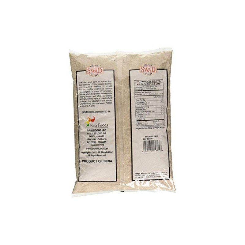 Swad Ragi (Finger Millet) Flour - 3.5 lbs/1.589 Kg.