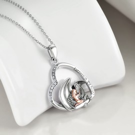 YAFEINI Dragon Necklace Unicorn Pendant Necklace 925 Sterling Silver Jewellery Gifts for Women Girls Men, Sterling Silver, Cubic Zirconia