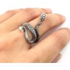 Dtup Elegante Anillo Serpiente Vivora Negra Plata