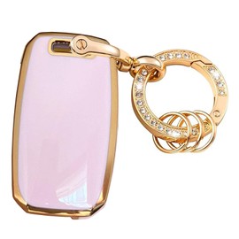 Rilnaewn Keyless Entry Systems for Kia Key Fob Cover Fits for Kia Optima Sorento Sportage Rio Soul Forte Carens Picanto Remote Key (Pink-Gold)