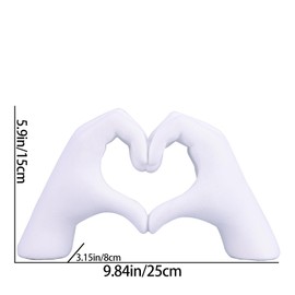 DOVDOV White Heart and Hand Statue, Hand and Heart Sculpture Home Decor, Heart and Hand Decor for Bohemian Wedding Decor Coffee Table Office Living Room Bedroom Book Decorations