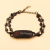 JunyiDIY Epilepsy Medical Bracelet Adjustable Black Heart Link Medical Alert