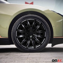 OMAC - Black Gloss Hub Caps 16 Inch Set of 4 for Hyundai Elantra, Tapas para Rines 16, Premium Wheel Covers 16 Inch, R16 Rim Cover Set, Snap On Durable Car Replacement Exterior Accessories