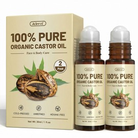 Jeirrzi Organic Castor Oil Roll-On | 100% Pure for Face,Skin, Eyebrows