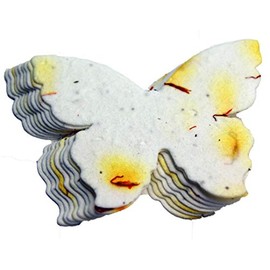 Of The Earth Handmade Paper - Wildflower Seed Paper Butterfly Shape - Large 3" - Set of 48 (07s Yellow Safflower)