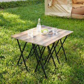 VZE Elegant TV Tray Set of 4 with Stand, Folding Snack Tables for Eating, Industrial Gray Particleboard