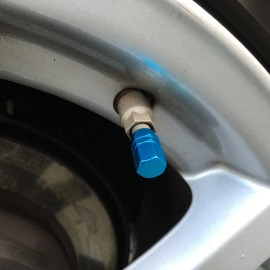 Unbranded Set of 4 Sky Blue Hexagon shape Fits All Rim Rubber Ring Seal Valve Stem Cover