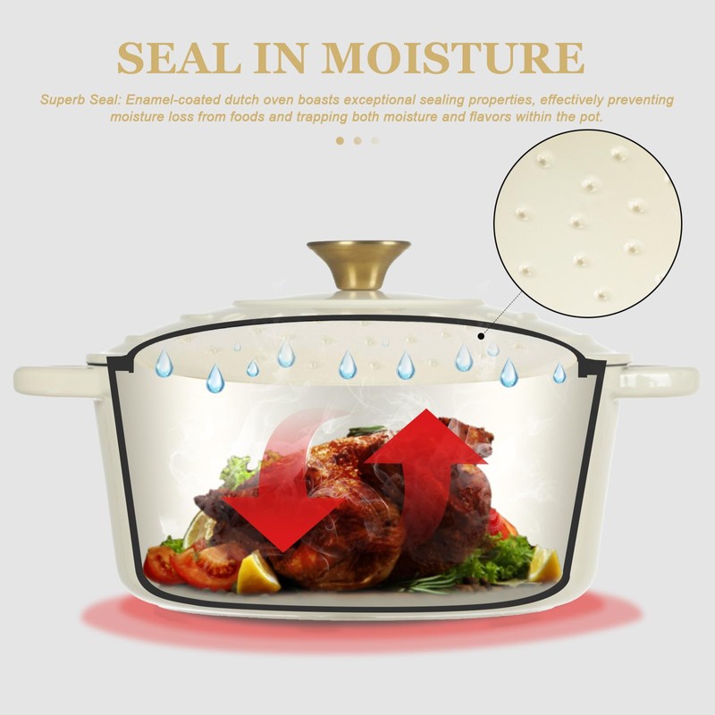 Overmont Enameled Cast Iron Dutch Oven - 7QT Pot with